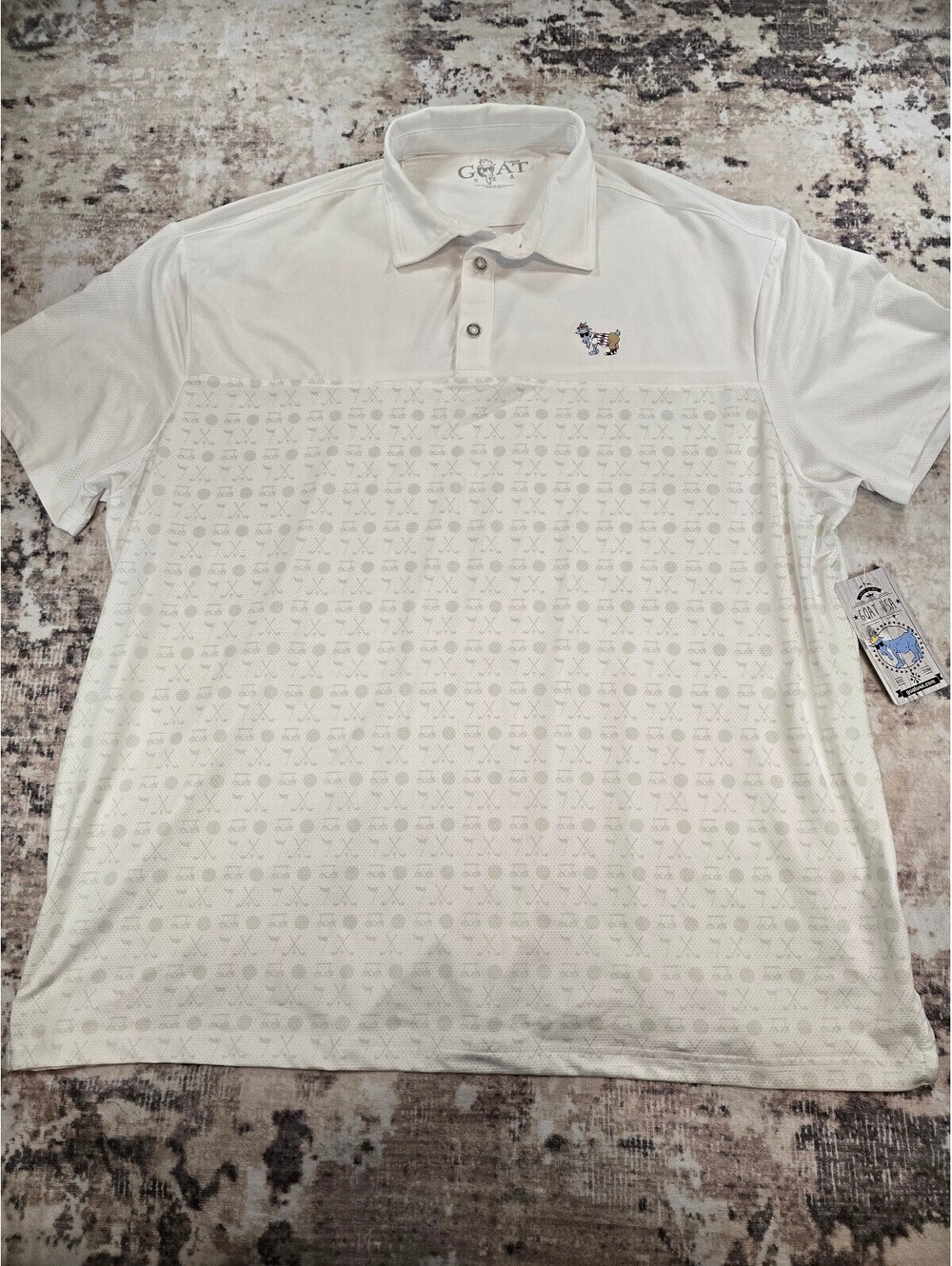 GOAT USA Men's White Performance Golf Polo Shirt Size XL, Polyester Spandex, New